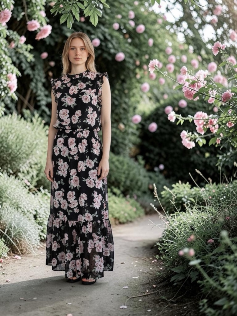 Gibson Look size XL Black floral print midi dress. Nordstrom NWT
Reg$119 Now$77